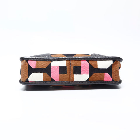 極美品 プラダ PRADA キャンバス レザー ハンドバッグ ブラウン WS14779