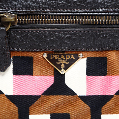 PRADA Canvas leather Handbag Brown WS14779