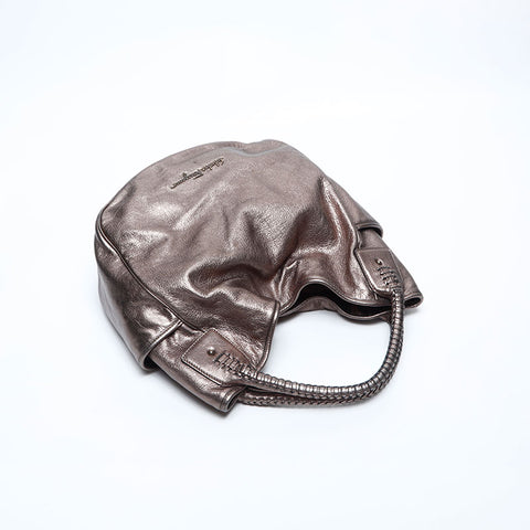 極美品 サルヴァトーレフェラガモ Salvatore Ferragamo レザー ハンドバッグ ゴールド WS14780
