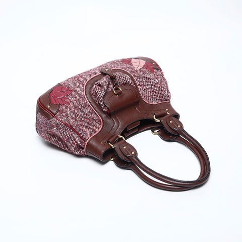 CELINE wool tweed Shoulder Bag Brown WS14782