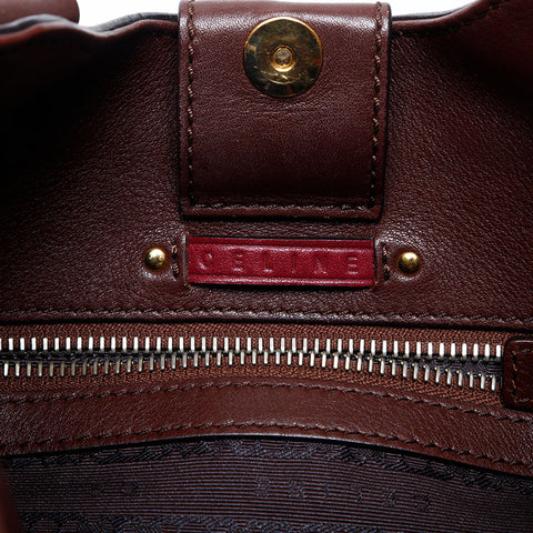CELINE wool tweed Shoulder Bag Brown WS14782