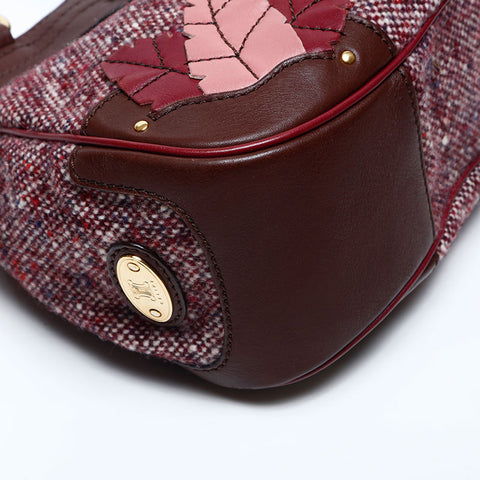 CELINE wool tweed Shoulder Bag Brown WS14782