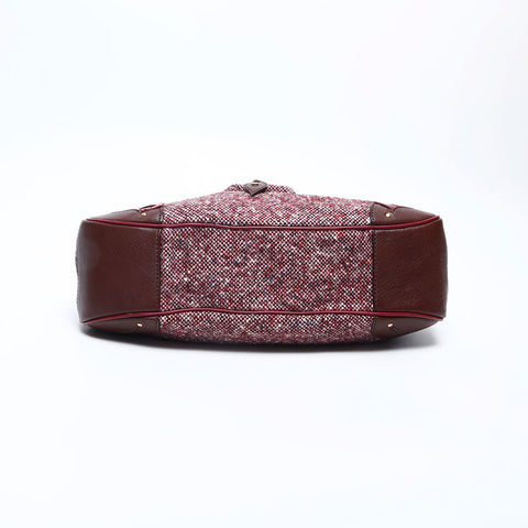 CELINE wool tweed Shoulder Bag Brown WS14782