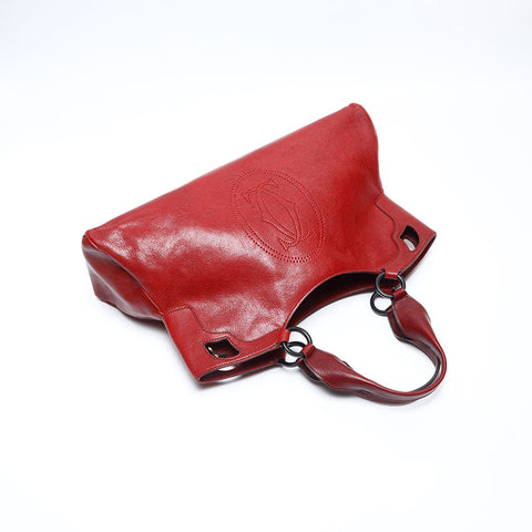 CARTIER Leather Must Line Tote Bag Red WS14784