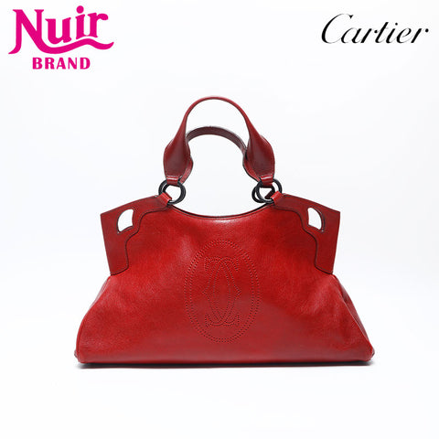 CARTIER Leather Must Line Tote Bag Red WS14784