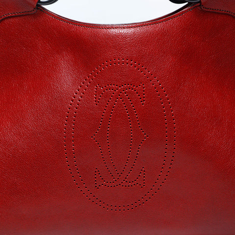 CARTIER Leather Must Line Tote Bag Red WS14784