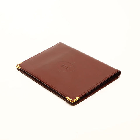 Cartier Leder Passporthülle Bifold Wallet Braun WS14785