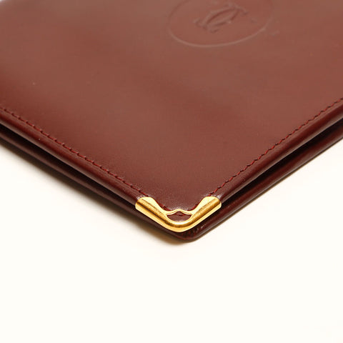Cartier Leder Passporthülle Bifold Wallet Braun WS14785