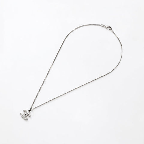 シャネル CHANEL B11V ココマーク ラインストーン ネックレス シルバー WS14788