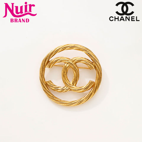 Chanel Coco Mark 1970-1980 Round Brooch Gold WS14791