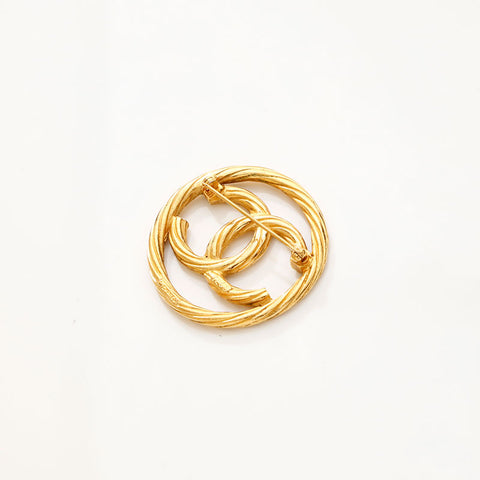 Chanel Coco Mark 1970-1980 Round Brooch Gold WS14791