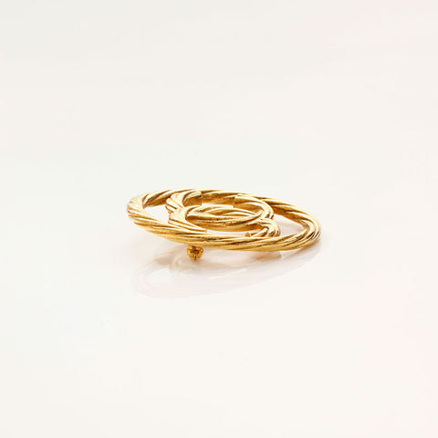 Chanel Coco Mark 1970-1980 Round Brooch Gold WS14791