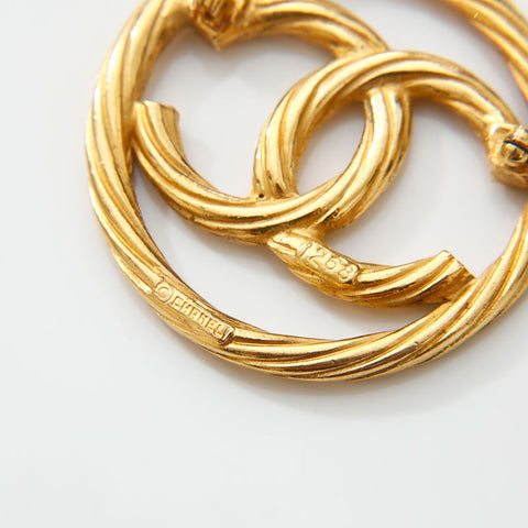 Chanel Coco Mark 1970-1980 Round Brooch Gold WS14791
