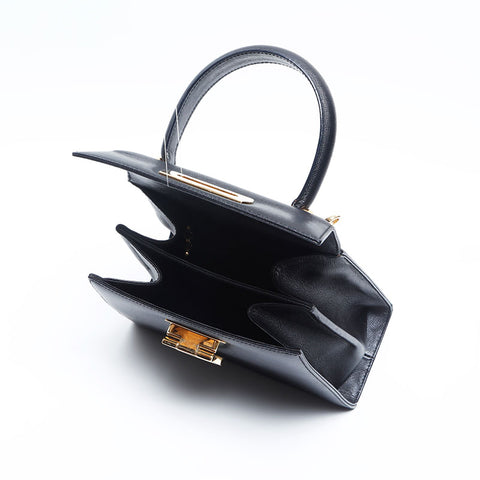 Salvatore Ferragamo Leather Gancini 2way Handbag black WS14792