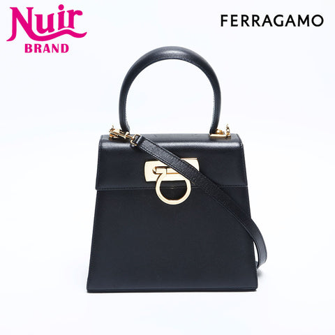 Salvatore Ferragamo Leather Gancini 2way Handbag black WS14792