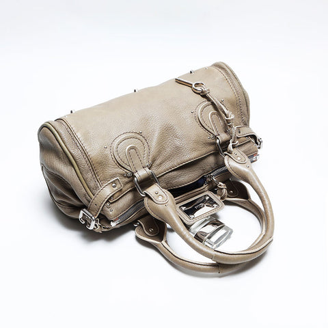 Chloe Paddington Boston Padlock Key Shoulder Bag beige WS14798