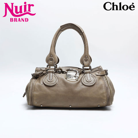 Chloe Paddington Boston Padlock Key Shoulder Bag beige WS14798