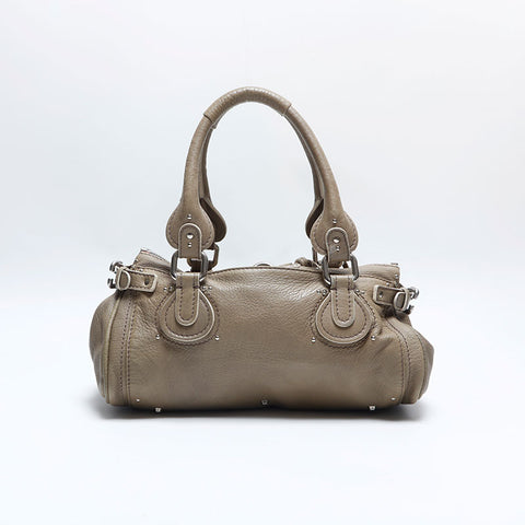Chloe Paddington Boston Padlock Key Shoulder Bag beige WS14798