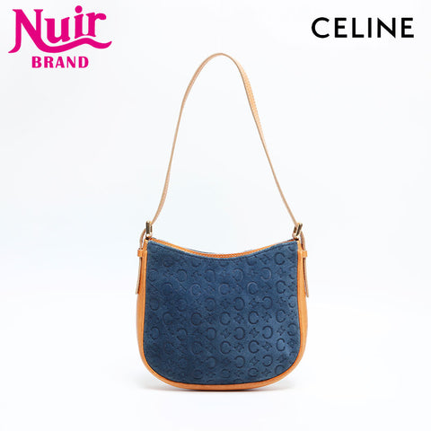 セリーヌ CELINE マカダム スエード ショルダーバッグ ネイビー WS14802