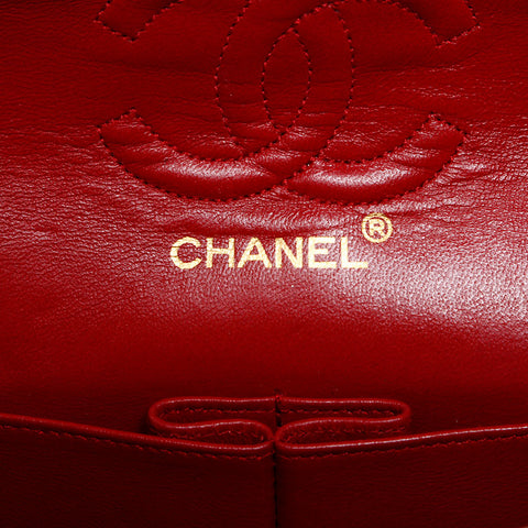 Chanel Chanel n ° 1 Double rabat à bandoulière Bagure d'épaule en peau d'agneau rouge WS14809