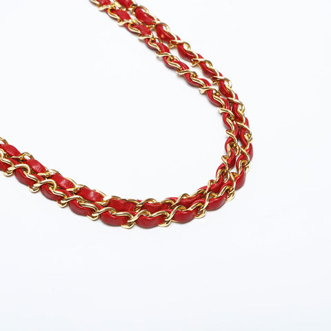 Chanel Chanel n ° 1 Double rabat à bandoulière Bagure d'épaule en peau d'agneau rouge WS14809