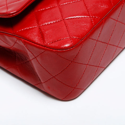 Chanel Chanel n ° 1 Double rabat à bandoulière Bagure d'épaule en peau d'agneau rouge WS14809