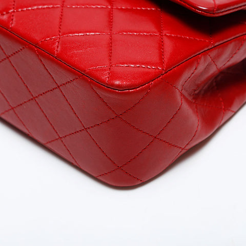 Chanel Chanel n ° 1 Double rabat à bandoulière Bagure d'épaule en peau d'agneau rouge WS14809