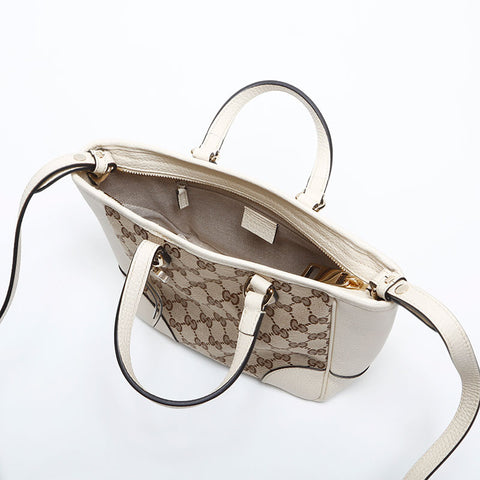 グッチ GUCCI レザー×GGキャンバス 2way ショルダーバッグ ホワイト WS14814
