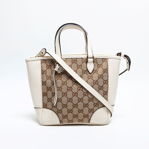 グッチ GUCCI レザー×GGキャンバス 2way ショルダーバッグ ホワイト WS14814