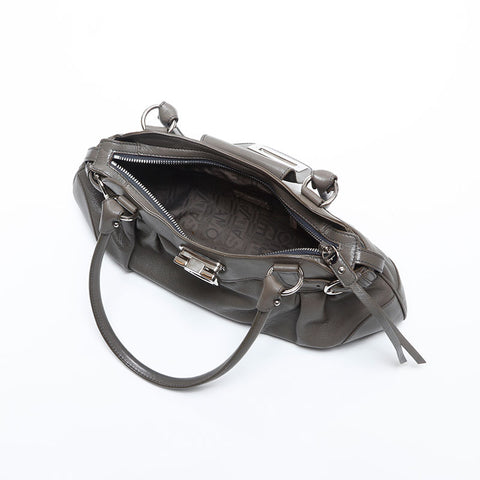 サルヴァトーレフェラガモ Salvatore Ferragamo レザー シルバー金具 ガンチーニ ショルダーバッグ グレー WS14815