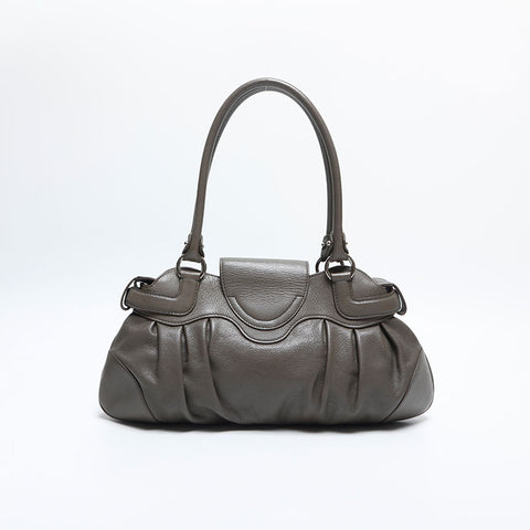 サルヴァトーレフェラガモ Salvatore Ferragamo レザー シルバー金具 ガンチーニ ショルダーバッグ グレー WS14815