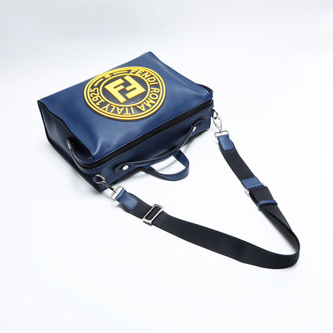 FENDI Louis FF Stamp 2way Shoulder Bag Navy WS14817