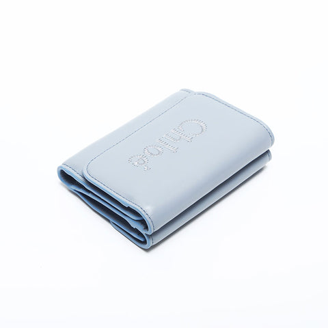 極美品 クロエ Chloe クロエ センス ロゴ 3つ折りダブルホック 三つ折り財布 ブルー WS14823