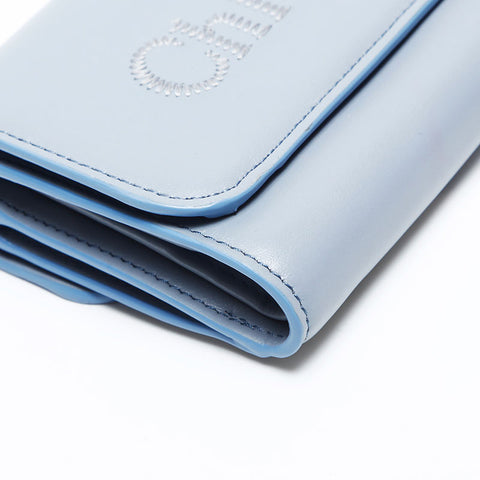 極美品 クロエ Chloe クロエ センス ロゴ 3つ折りダブルホック 三つ折り財布 ブルー WS14823