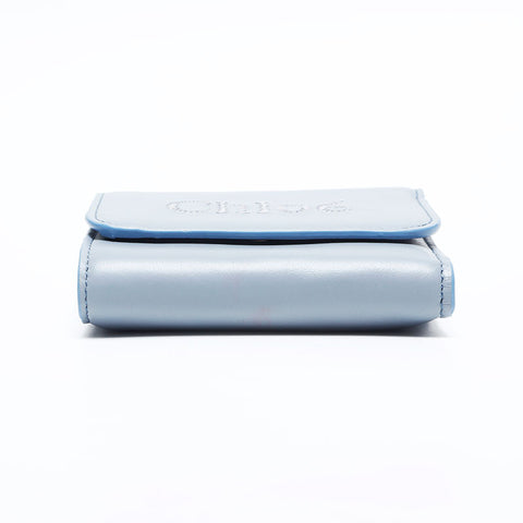 極美品 クロエ Chloe クロエ センス ロゴ 3つ折りダブルホック 三つ折り財布 ブルー WS14823
