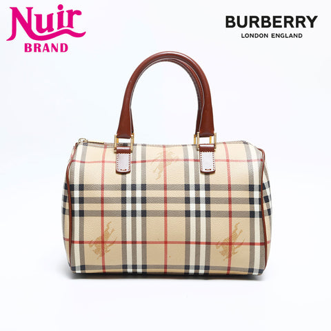 バーバリー BURBERRY ノバチェック PVC ボストンバッグ ベージュ WS14827