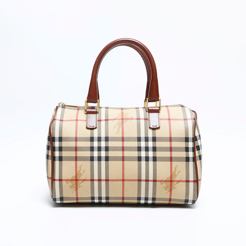 バーバリー BURBERRY ノバチェック PVC ボストンバッグ ベージュ WS14827