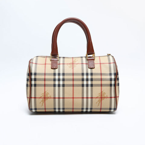 バーバリー BURBERRY ノバチェック PVC ボストンバッグ ベージュ WS14827