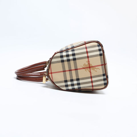 バーバリー BURBERRY ノバチェック PVC ボストンバッグ ベージュ WS14827
