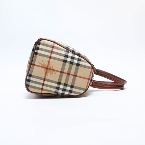バーバリー BURBERRY ノバチェック PVC ボストンバッグ ベージュ WS14827