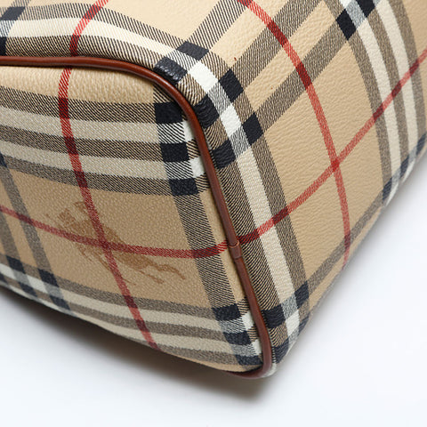 バーバリー BURBERRY ノバチェック PVC ボストンバッグ ベージュ WS14827