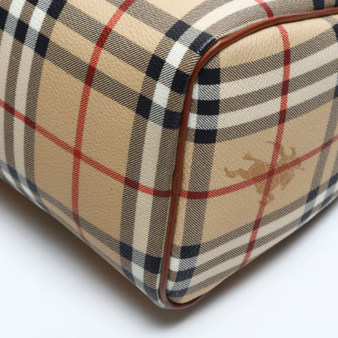 バーバリー BURBERRY ノバチェック PVC ボストンバッグ ベージュ WS14827