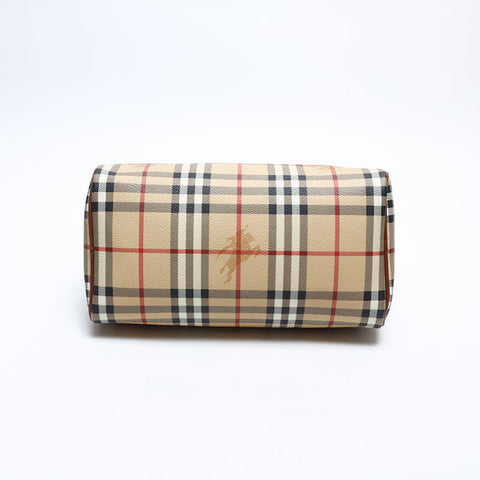 バーバリー BURBERRY ノバチェック PVC ボストンバッグ ベージュ WS14827