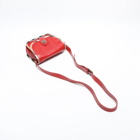 BURBERRY Nova Check Shoulder Bag Red WS14829