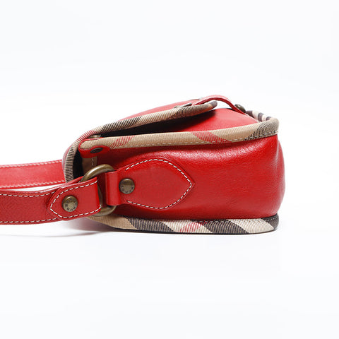 極美品 バーバリー BURBERRY ノバチェック ショルダーバッグ レッド WS14829