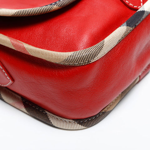 BURBERRY Nova Check Shoulder Bag Red WS14829