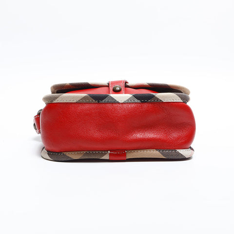 BURBERRY Nova Check Shoulder Bag Red WS14829