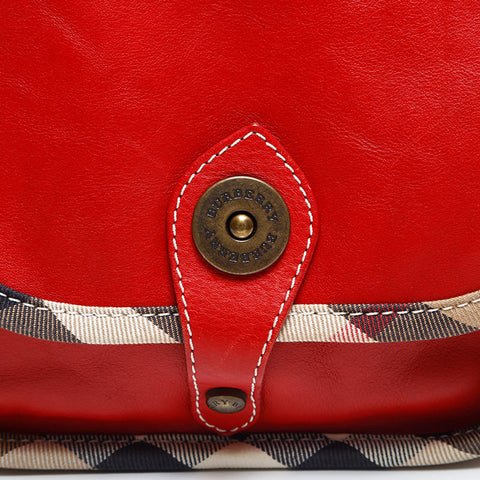 BURBERRY Nova Check Shoulder Bag Red WS14829