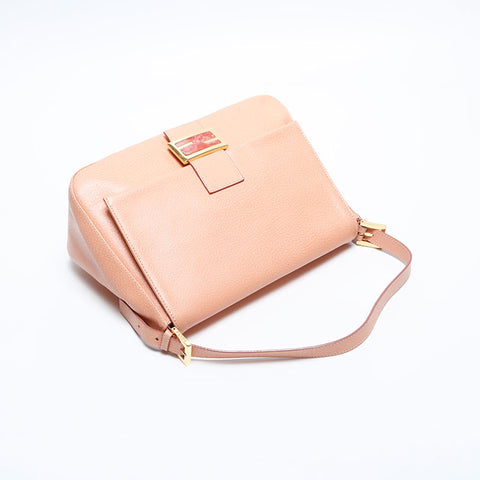 極美品 フェンディ FENDI マンマバケット レザー ショルダーバッグ ピンク WS14830