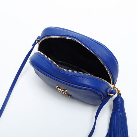 YVES SAINT LAURENT Blogger Fringe Shoulder Bag blue WS14837